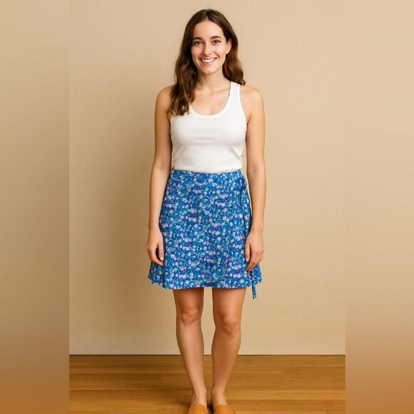 LOFT Dresses & Skirts - Loft 2 Petite Floral Ruffle Wrap Skirt